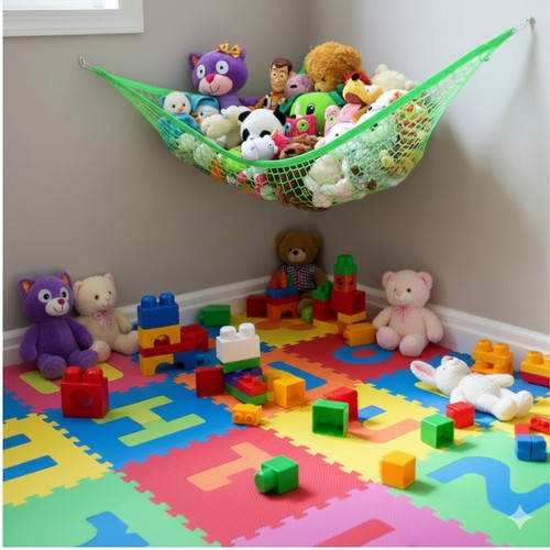 Green soft toy storage hammock - soft,