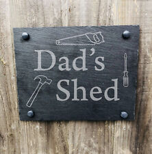 Personalised Rustic Slate Dad's Shed Door Wall Sign Plaque - Grandad Daddy