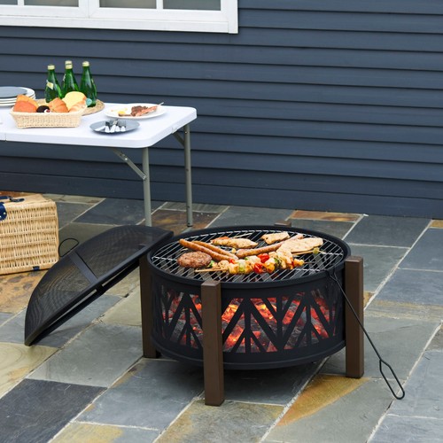 78cm outdoor fire pit - 2-in-1,