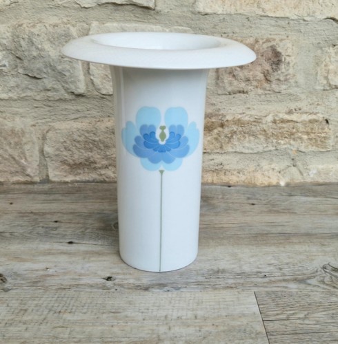 Large white vase blue flower - vase,