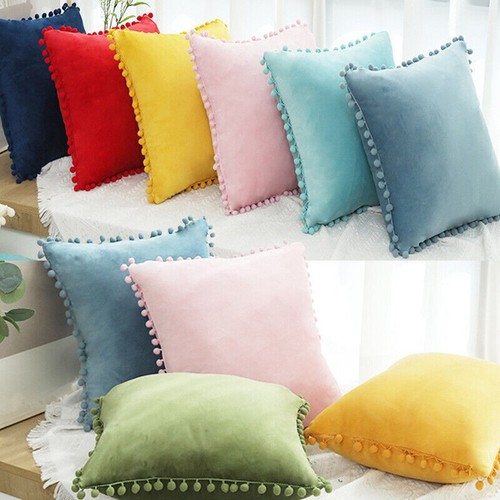 Pom velvet cushion covers - cushion,