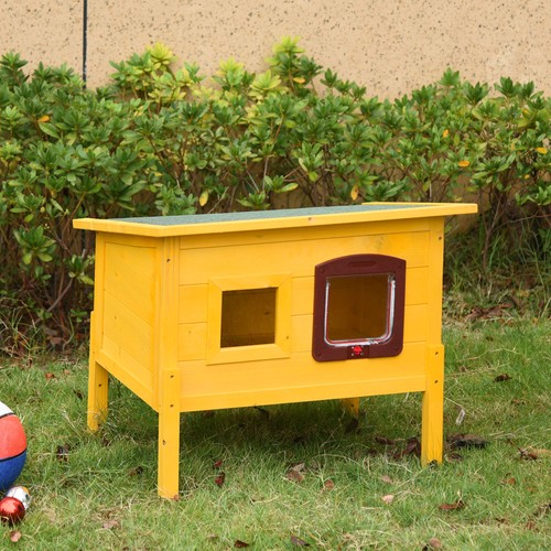 Pawhut wooden cat house pet - house,