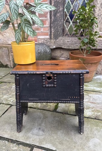 Vintage wood stool shoe shine - wood,