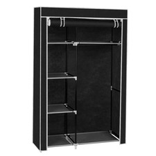 Canvas Fabric Wardrobe Clothes Storage Cupboard Portable Dust-Proof Hanging Rail