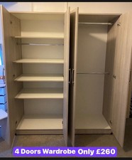 Brand New 4 Doors Cupboard/Wardrobe With Double Rails & Shelves Only £260  ❤️ 