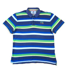Canterbury Uglies Polo Shirt Mens Size 3XL Blue Multi Striped Rugby Short Sleeve