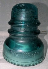 Vtg Hemingray No. 40 Dark Aqua Glass Insulator Made in USA Knicked, Inside Chips