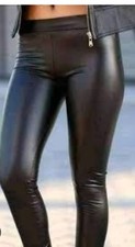 QED Black Faux Leather Leggings. XL.