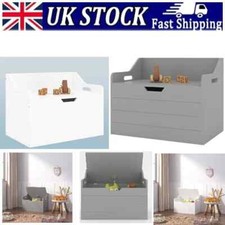 Wooden Toy Box, Kids Bench and Storage Chest Cabinet with Safety Hinged Lid Grey