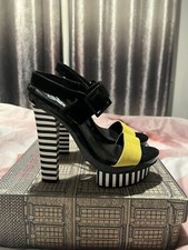 Red Or Dead Black And White Stripey Platforms With A Yellow Toe