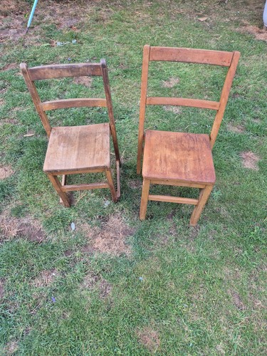 Vtg wooden school - vtg, chair