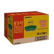 Walkers Monster Munch Roast Beef Snacks Full Case of 15x 72g Large Packs-Classic