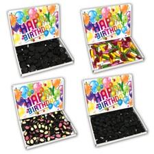 Liquorice Gift Box Personalised Sweets Allsorts Gums Twists Wheels Birthday