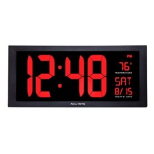 AcuRite 18” LED Digital Wall Clock Temp & Date Display 75100 (Box Damaged)