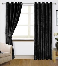 CRUSHED VELVET Curtains Pair of EYELET Ring Top Heavy Fully Lined Ready to Hang