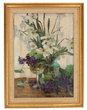 Elizabeth Trevor Sutcliffe (1986-1926) ENGLISH FLORAL STILL LIFE OIL PAINTING
