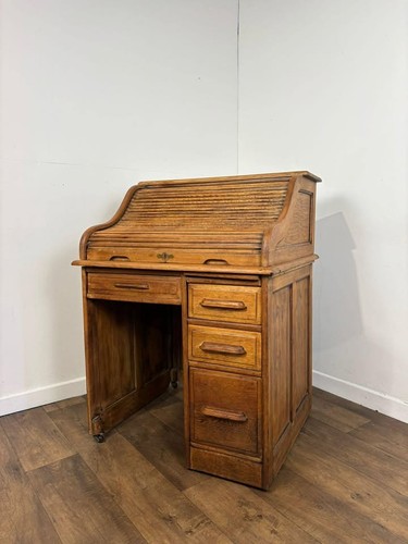 Edwardian oak small roll top - edwardian,