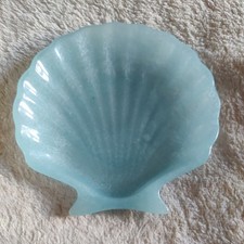 Homemade Resin Shell Shaped Trinket Tray Soap Dish Jewelry Plate blue shimmer 