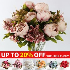 13 Heads Silk Peony Artificial Flowers Wedding Bouquet Home Party Outdoor Decor