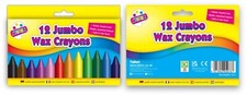 12 Pack Kids Jumbo Wax Crayons Art Crafts Creativity Fun Stationery
