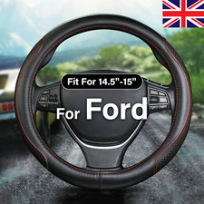 Car Steering Wheel Cover Black Red Genuine Leather For Ford Focus Mondeo Fiesta