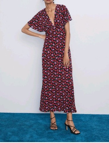 Zara black floral neck maxi - zara,
