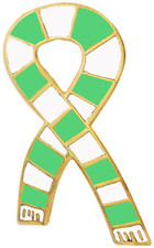 Shamrock Rovers Supporter Green and White Scarf Ribbon Pin Badge - GOLD plated