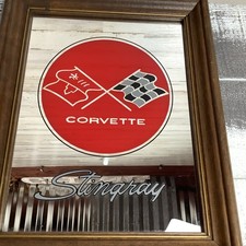 Chevrolet Corvette Stingray Mirror Wooden Frame 14" x 12"
