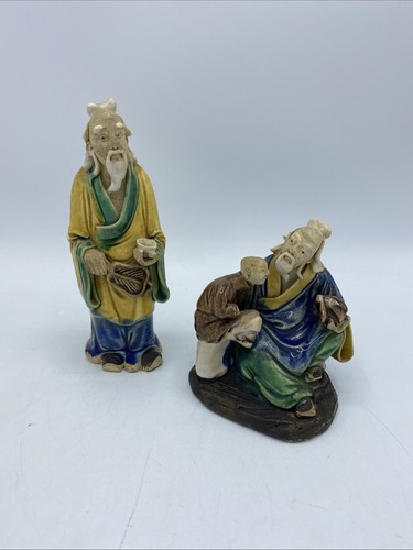 Pair vintage glazed ceramic - pair,