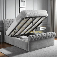 Chesterfield - Gas Lift Ottoman storage /Sleigh bed- Double &king size&Superking