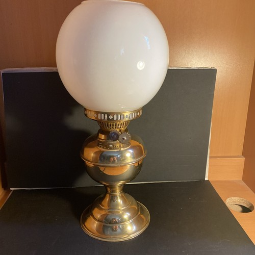 Antique brass oil lamp - antique,