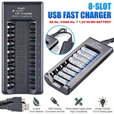 Fast Battery Charger 8 Slot For AA/AAA Ni-MH/Ni-Cd Rechargeable Batteries UK