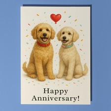 Labradoodle  Dogs -  Happy Anniversary Card - Personalised Card & Envelope