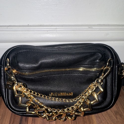 Love moschino black leather - black,