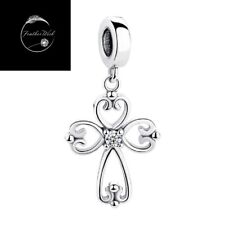 Holy Cross Crucifix God Dangle Charm For Bracelets Genuine Sterling Silver 925