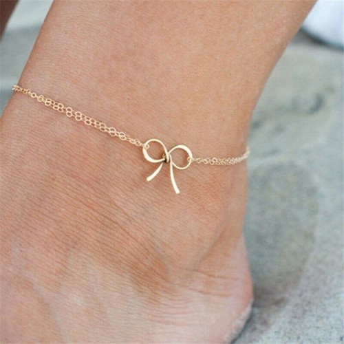 Ankle bow silver gold bracelet - ankle,