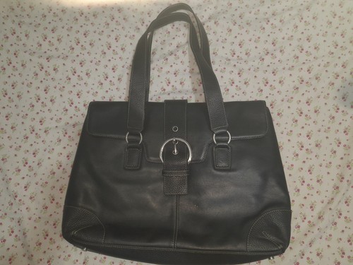 Black leather hand bag travel - leather,