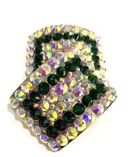 Irish Dance Heavy Shoe Buckles Crystal ab and Emerald Green