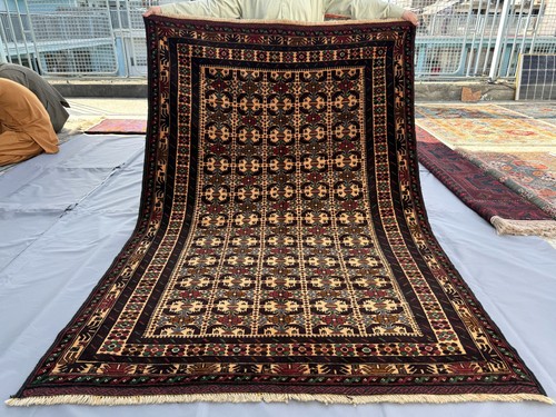Beige hand knotted afghan - beige,