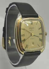 Vtg 1970s Sicura Gold Plated 17 Jewels Mechanical Gents Watch Cal Ronda 1035-21