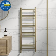 RadiLux Heated Towel Rail Brushed Brass 1200 x 450mm Flat