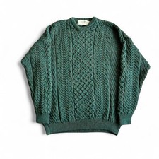 Mens aran sweater market green