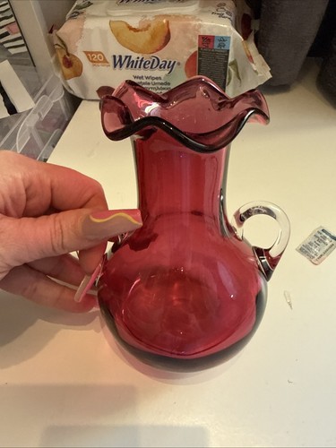 Cranberry glass vases hand - glass,