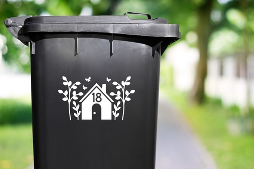 Floral house wheelie bin - wheelie,