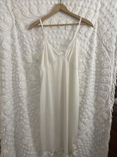 VTG Union Made Nylon Slip Dress , Size 36, Midi Lace Adjustable, Ivory