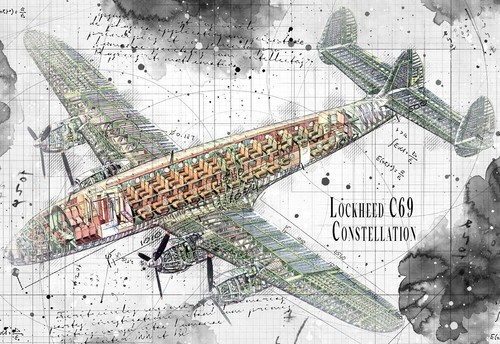 Line tech drawing lockheed c69 - drawing,