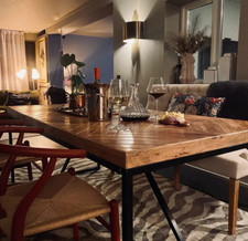 Rustic Dining Table Vintage Industrial Style Furniture Solid Wood Metal Kitchen