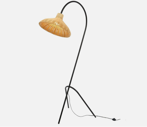 Arched floor lamp with - arched, rattan