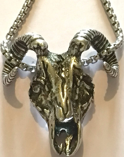 Demon goat skull pendant - goat,