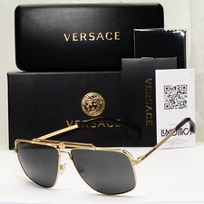 Versace Sunglasses Gold Black Medusa Square Meander MOD 2242 1002/87